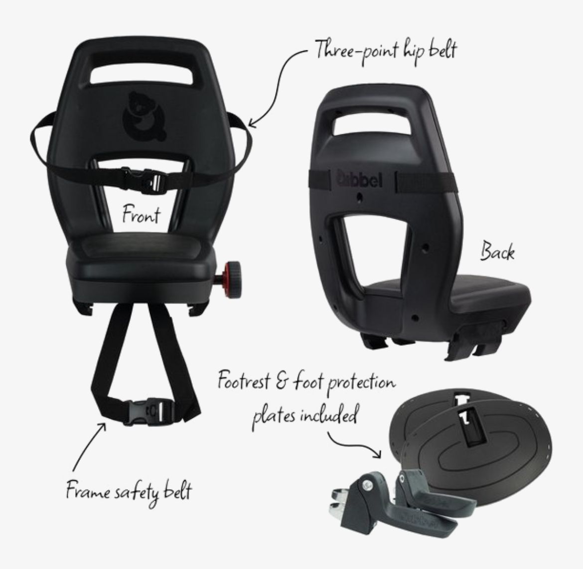 Qibbel Junior 6+ - Kinderzitje - Achter - Zwart